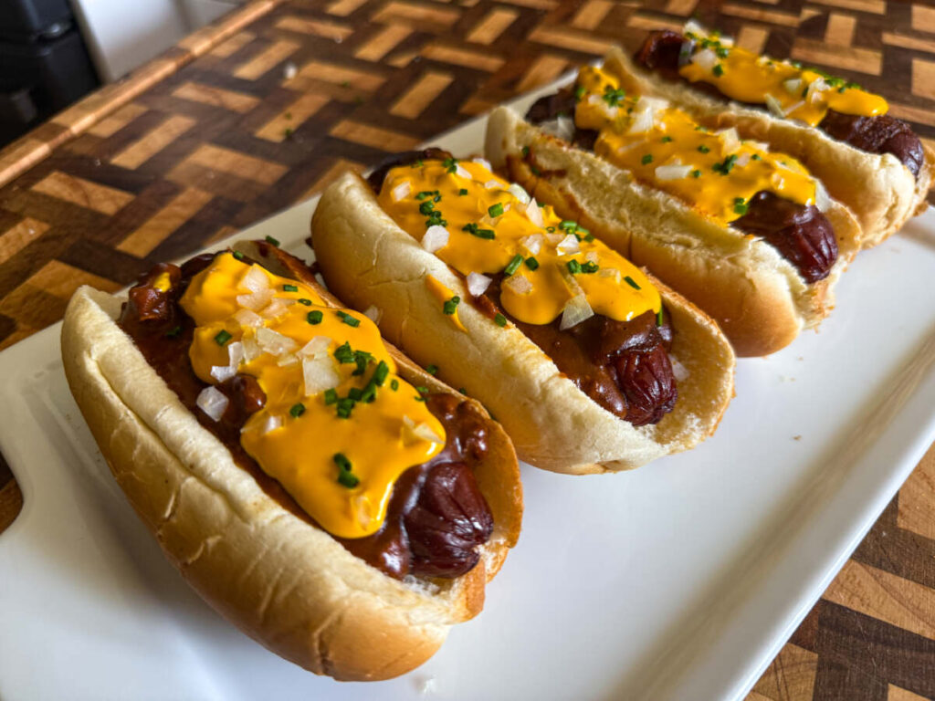 Bacon Wrapped Chili Cheese Dogs