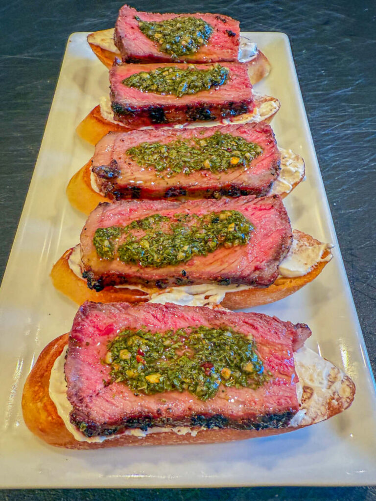 Steak Crostini with Gorgonzola Spread