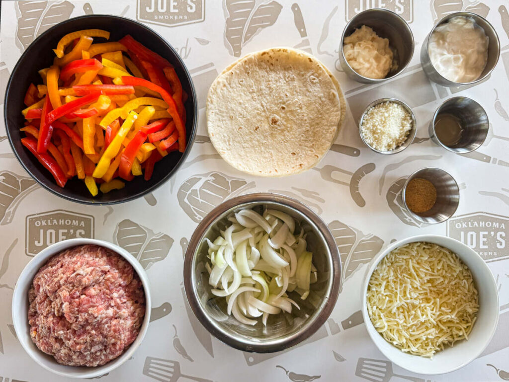 Ingredients for Sausage & Pepper smash tacos