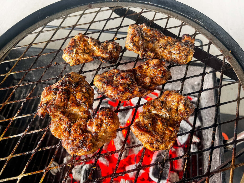 Grilled Greek chicken thighs